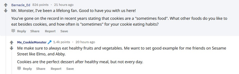 Illustration for article titled Cookie Monster reveals all in Reddit AMA: "Me am what me am"